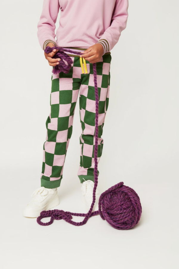 KIDS Mon Coeur Green Checkered Jogger - Orchid Haze/Green Pastures Checker