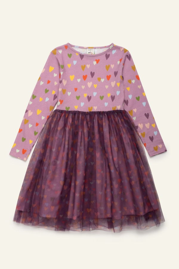 KIDS Mon Coeur Mini Hearts Tulle Dress - Orchid Haze/Multi