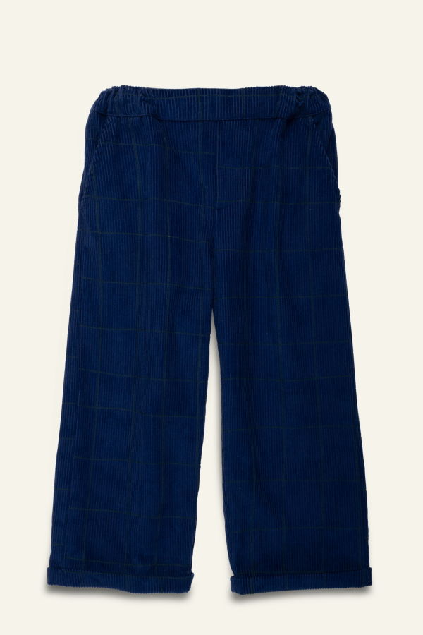 KIDS Mon Coeur Grid Corduroy Pant - Beacone Blue/Print