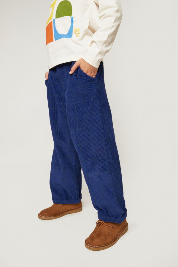 KIDS Mon Coeur Grid Corduroy Pant - Beacone Blue/Print