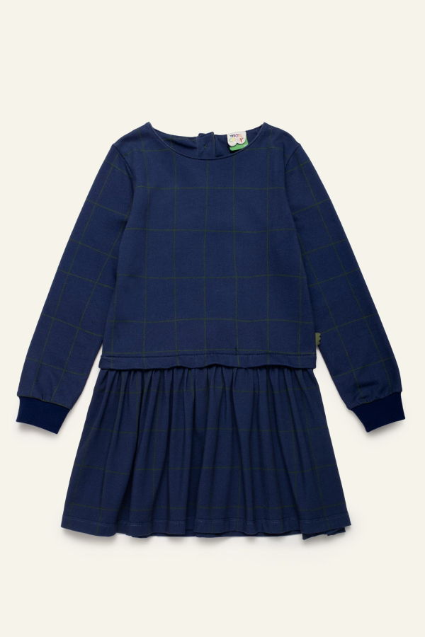 KIDS Mon Coeur Navy Grid Dress - Beacone Blue/Print