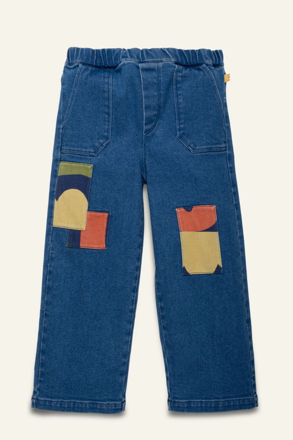 KIDS Mon Coeur Patched Denim Pant - Denim/Multi