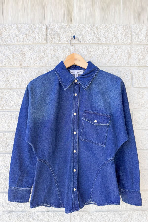 Apiece Apart Anni Denim Button Up Top - Bluey