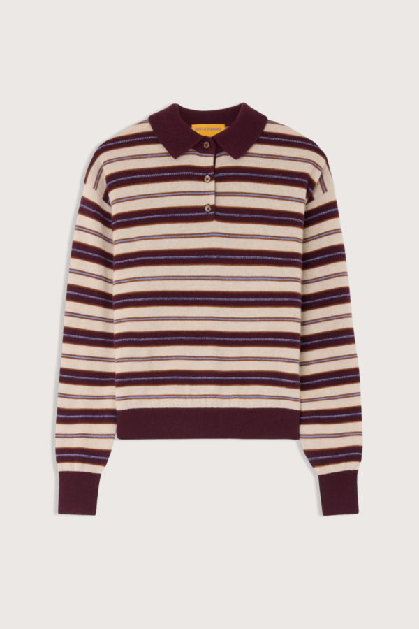 Guest in Residence Collegiate Stripe Polo - Fig Combo