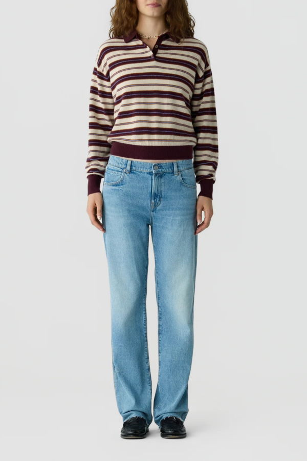 Guest in Residence Collegiate Stripe Polo - Fig Combo