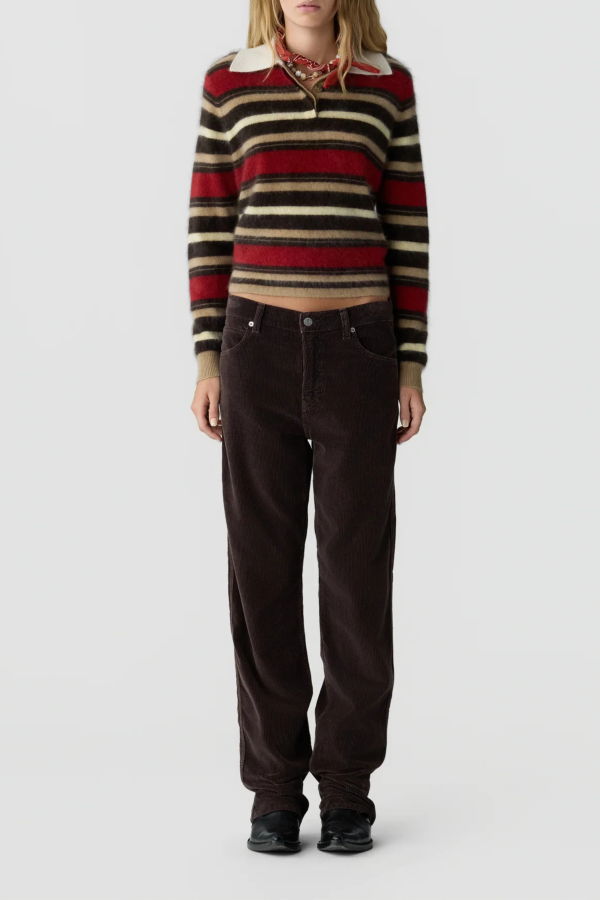 Guest in Residence Grizzly Cropped Rugby Polo - Carmine