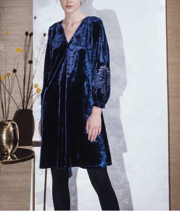 La Fée Maraboutée Embroidered Dress - Bleu Nuit La Fée Maraboutée Embroidered Dress - Bleu Nuit