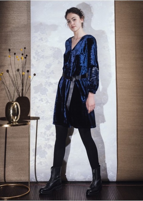 La Fée Maraboutée Embroidered Dress - Bleu Nuit La Fée Maraboutée Embroidered Dress - Bleu Nuit