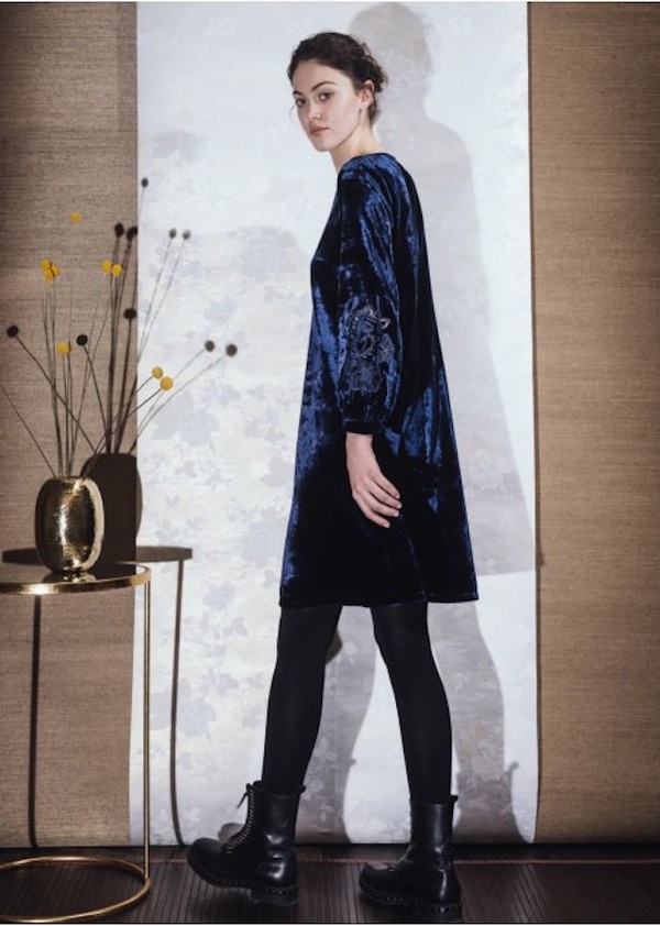 La Fée Maraboutée Embroidered Dress - Bleu Nuit La Fée Maraboutée Embroidered Dress - Bleu Nuit