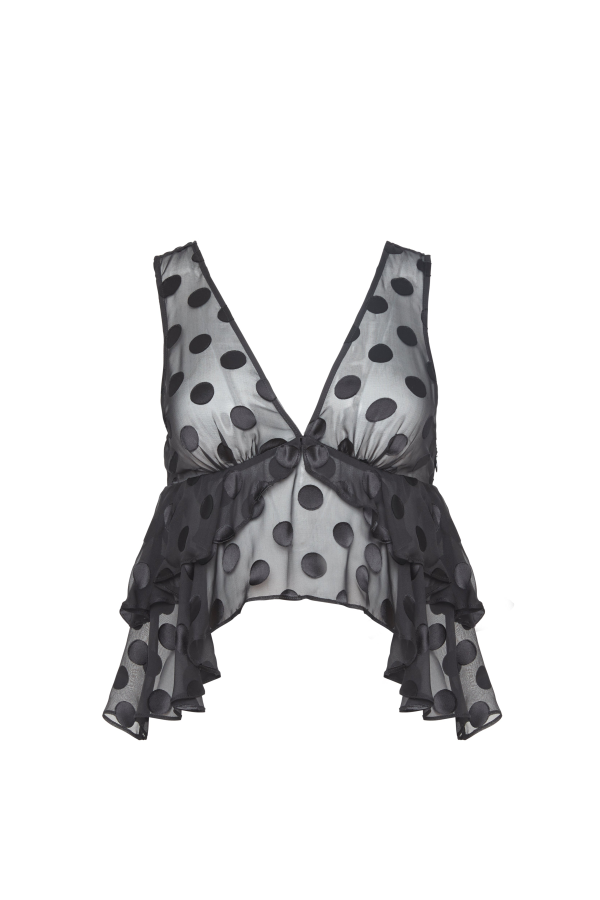 fleur du mal Elaine Ruffle Top - Black