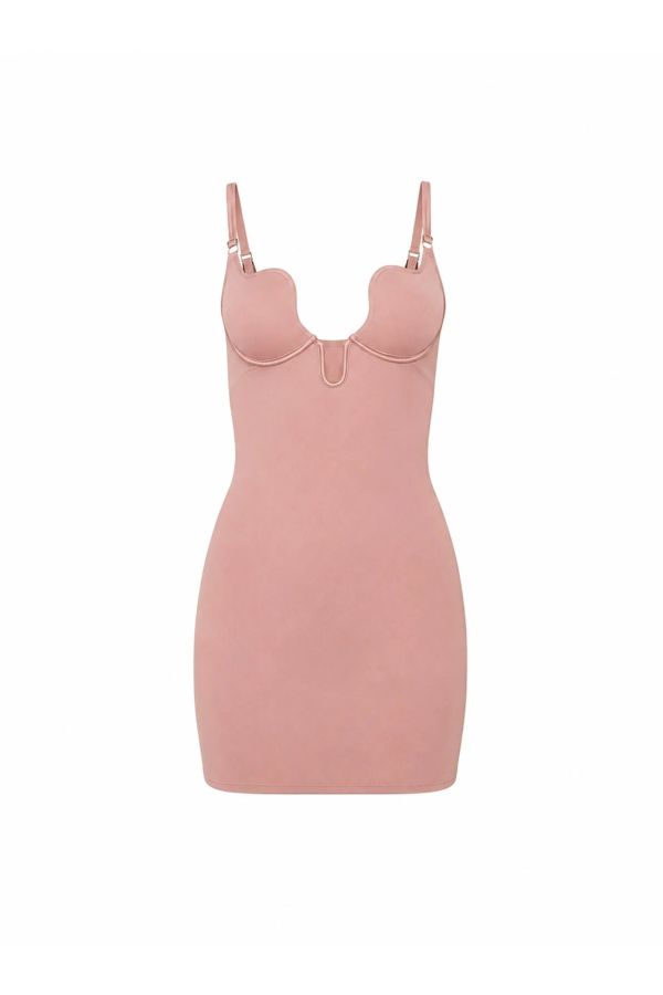 Fleur du Mal Le Stretch Micro U-Plunge Mini Slip - Tan