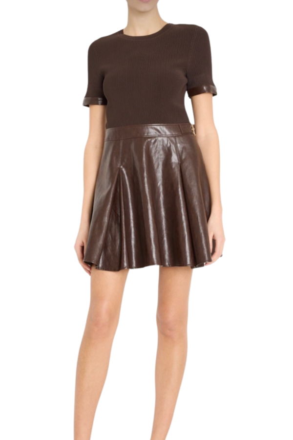 Milly Devyn Knit Skirt Mini Dress - Dark Brown