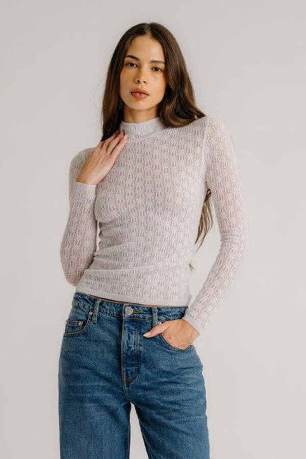 SABLYN Rhea Long Sleeve Mock Neck Top - Gardenia