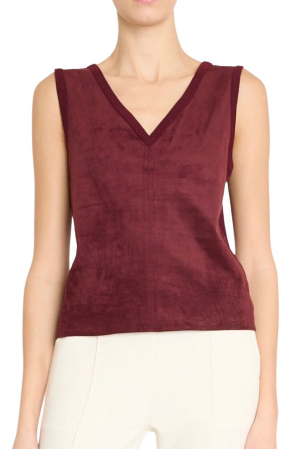 Milly Iva Suede Tank - Burgundy