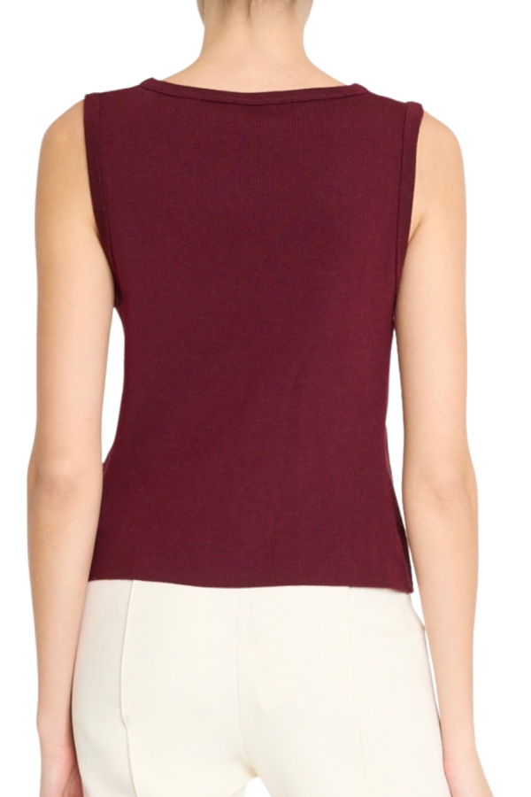 Milly Iva Suede Tank - Burgundy