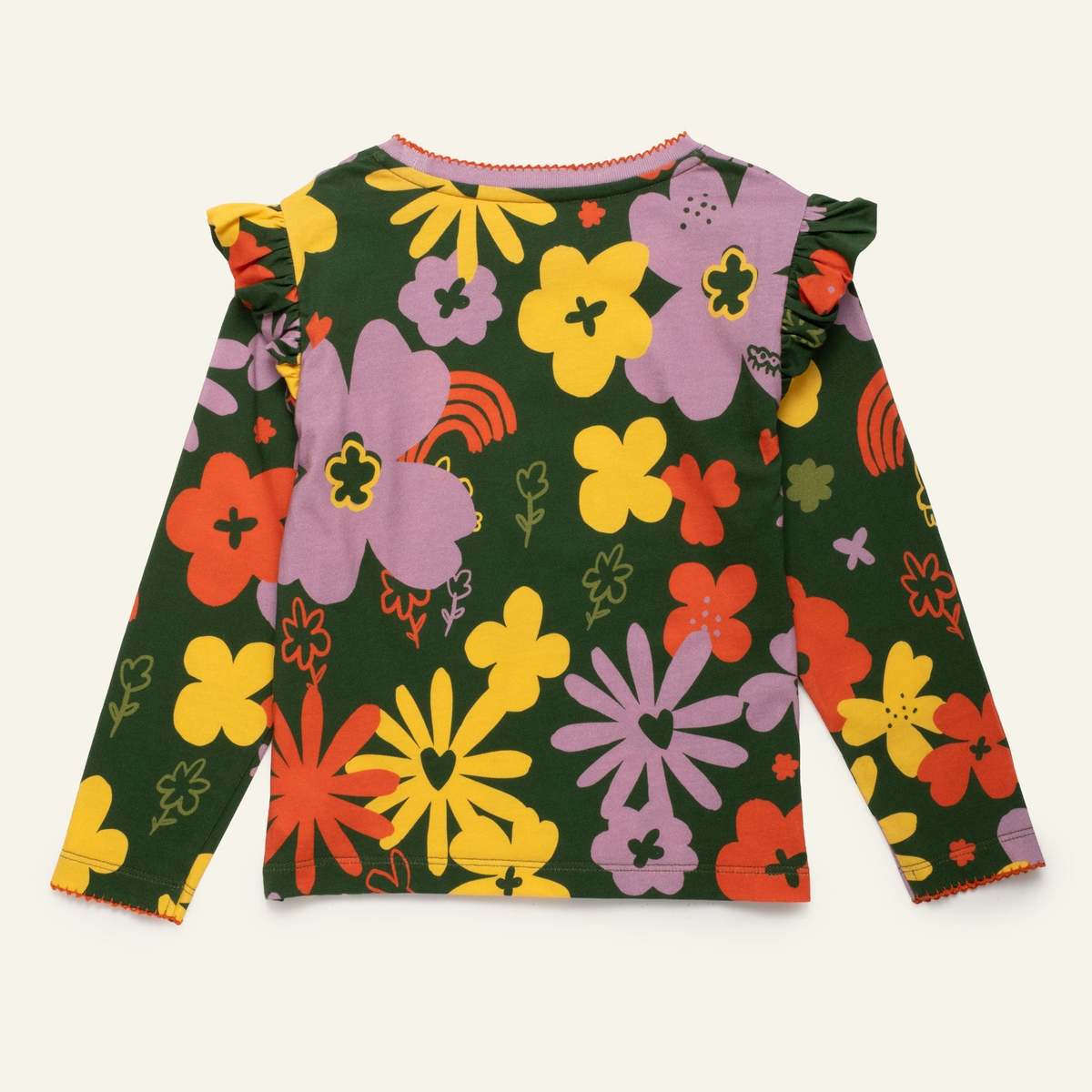 KIDS Mon Coeur Wildflower Ruffle Long Sleeve T-Shirt - Green Pastures/Multi - Image 6 of 8