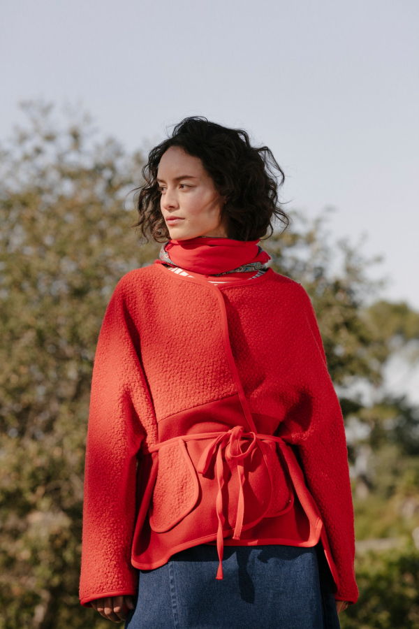 Carleen Patchwork Wrap Jacket