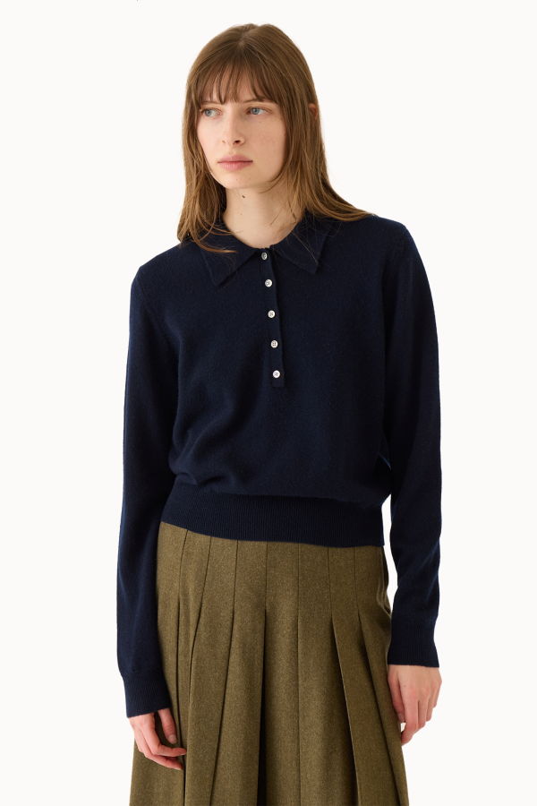 DEMYLEE Vera Polo Sweater - Navy