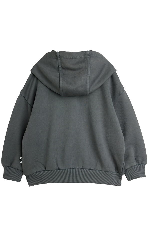 KIDS Mini Rodini Hooded Sweatshirt Field Notes Pocket - Gray