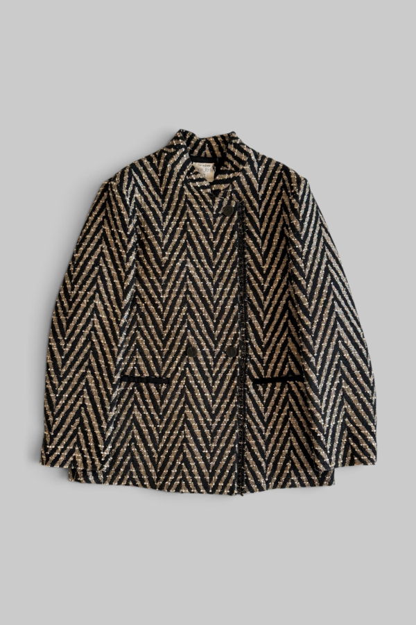 Forte Forte Chevron Jacquard Oversized Jacket - Nero
