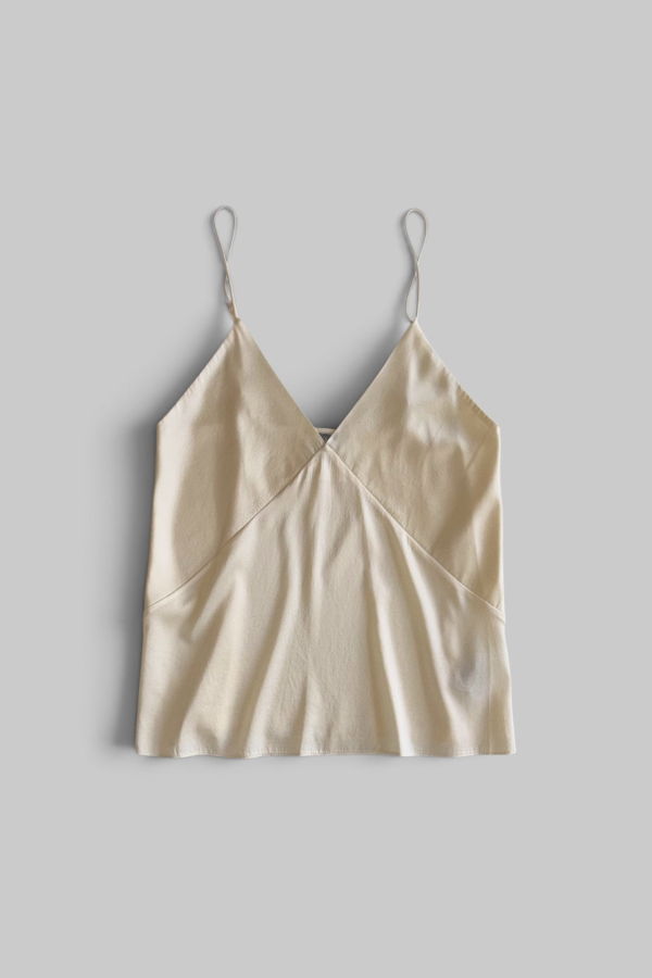 Forte Forte Heavy Stretch Silk Satin Spaghetti Straps Top - Avorio