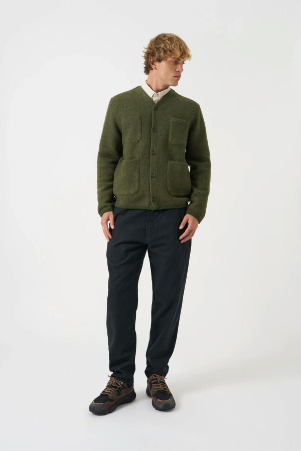 Universal Works Wool Fleece Cardigan - Olive