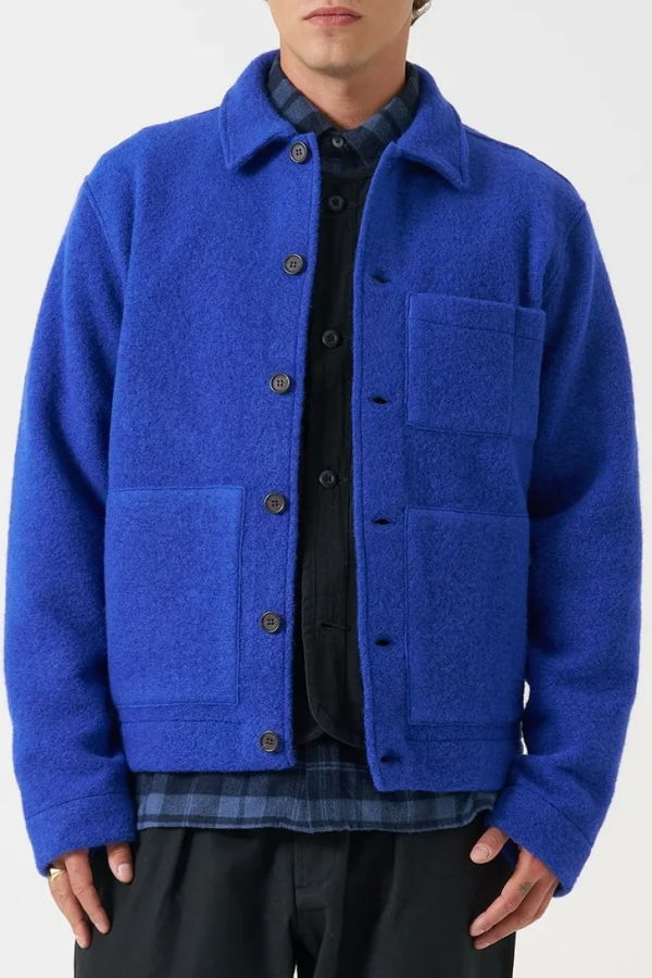 Universal Works Uniform Jacket Wool Fleece - Blue