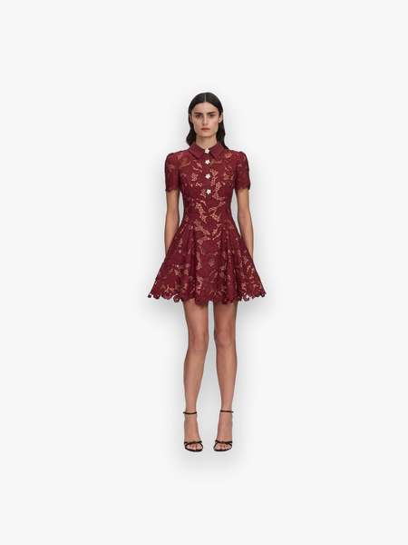 Self-Portrait Knit Bow Mini Dress - Red