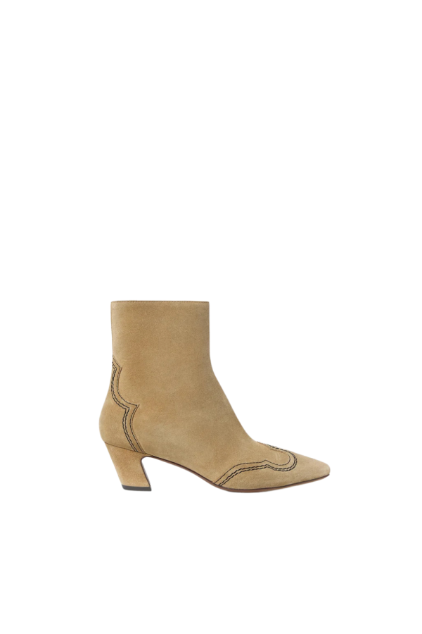 Loeffler Randall Aspen Embroidered Kicked Heel Ankle Boot - Sand/Black