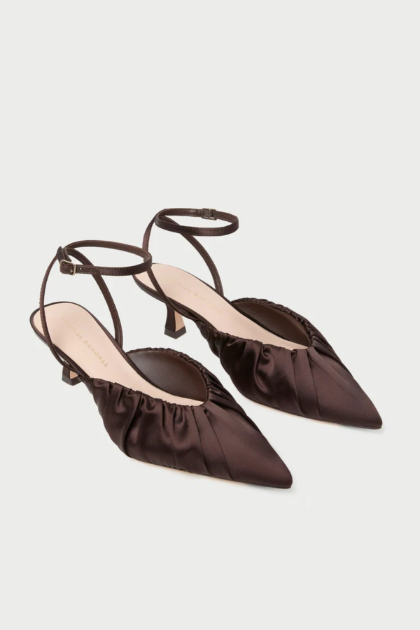 Loeffler Randall Rio Smocked Kitten Heel - Chocolate