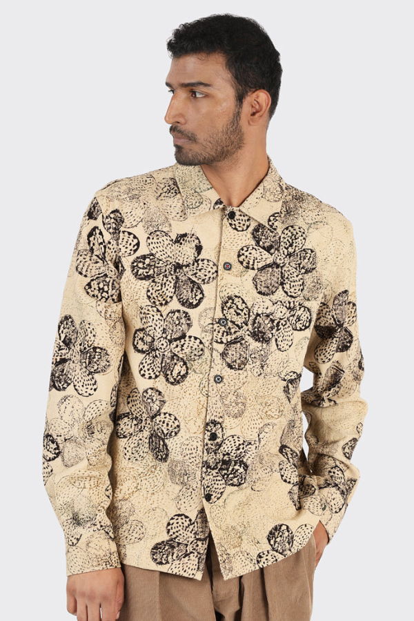 Kardo Martin Block Print Shirt in Natural Dye