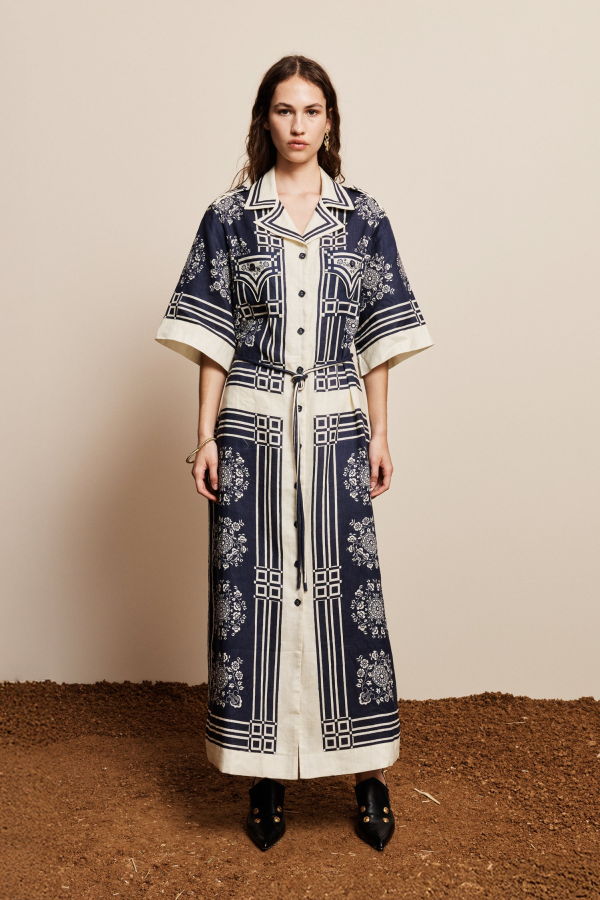 ALÉMAIS Banderra Linen Shirtdress - Navy