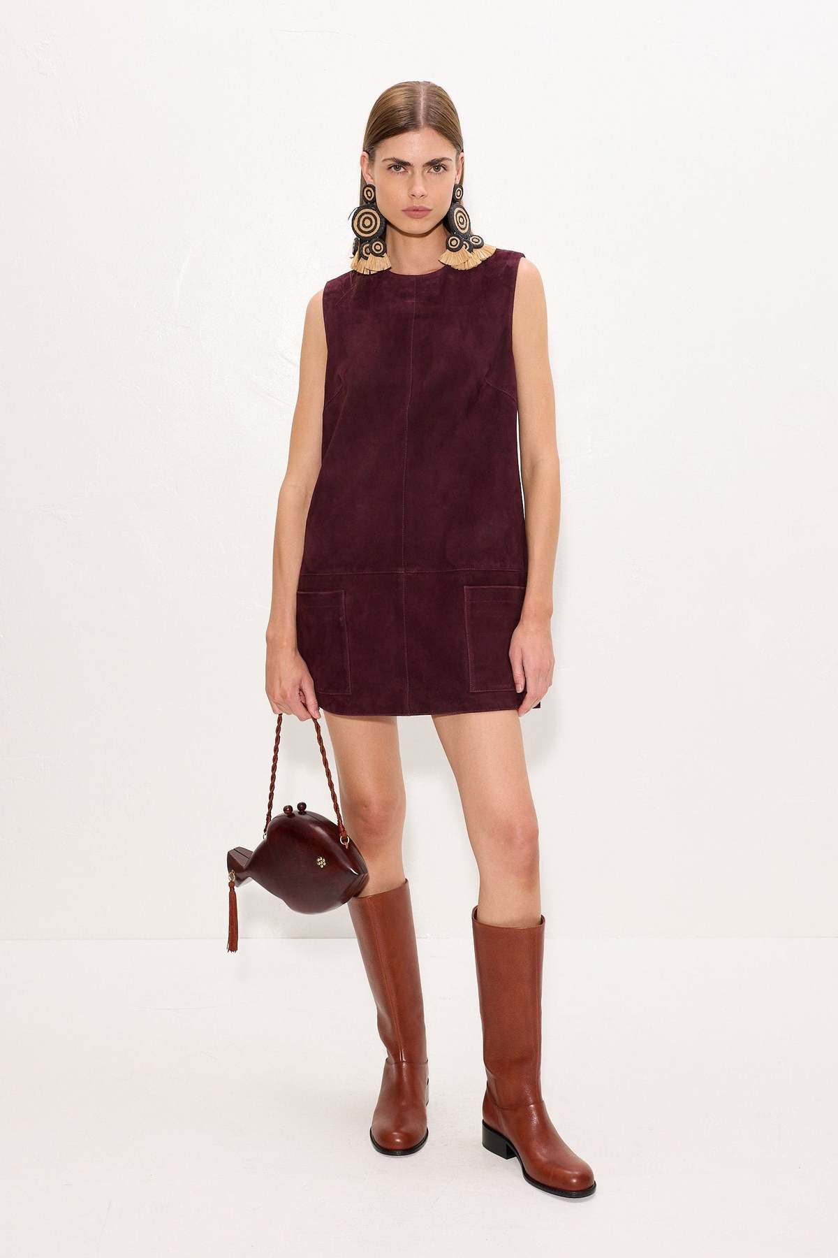 Simon Miller Delphine Suede Mini Dress - Bordeaux - Image 1 of 4