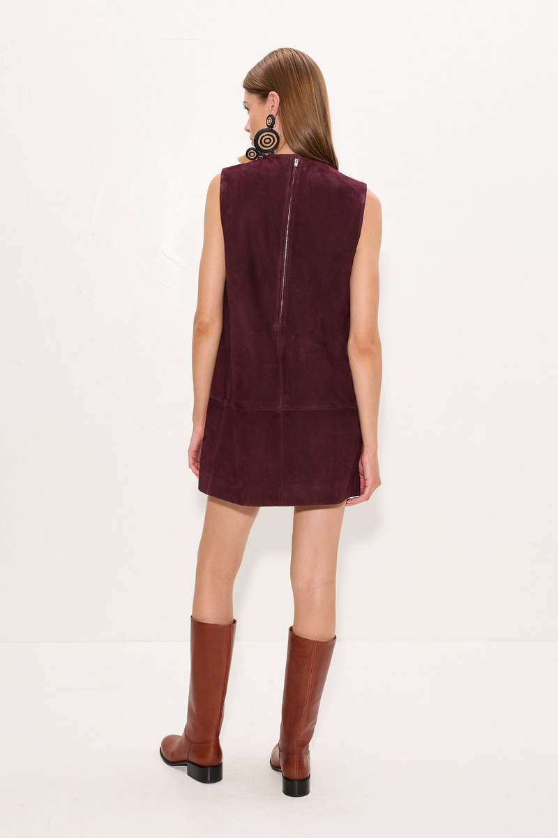Simon Miller Delphine Suede Mini Dress - Bordeaux