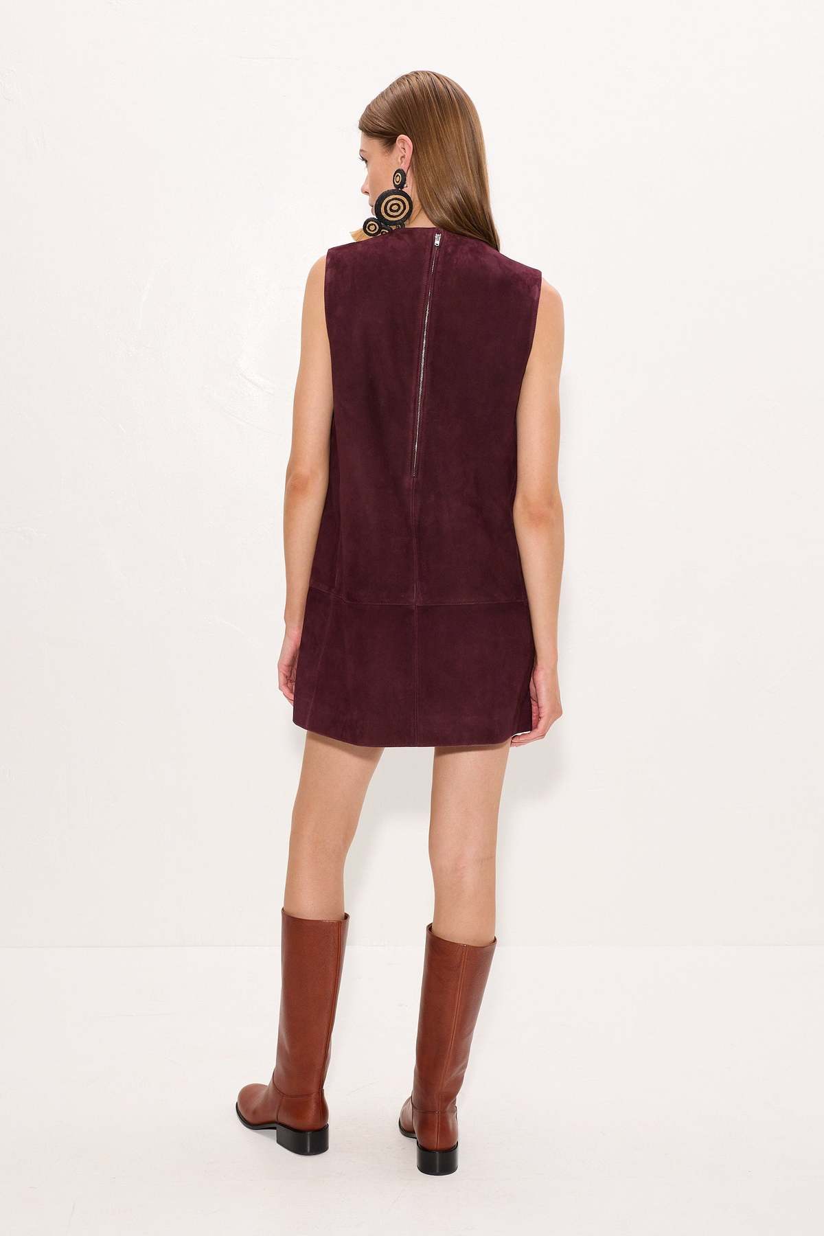 Simon Miller Delphine Suede Mini Dress - Bordeaux - Image 4 of 4