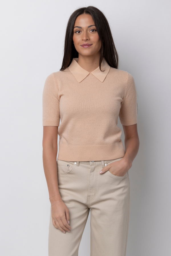 Forte Forte Cashmere Gauze Short Sleeved Polo Shirt