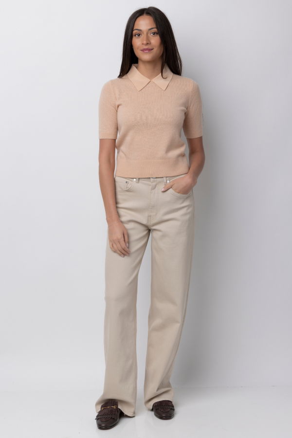Forte Forte Cashmere Gauze Short Sleeved Polo Shirt