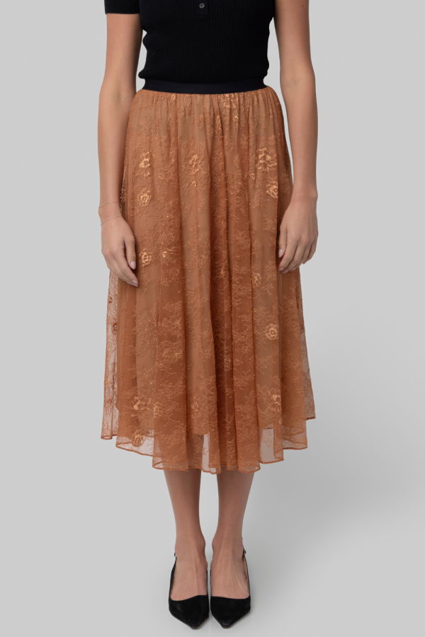 Forte Forte Chantilly Lace Skirt - Orange