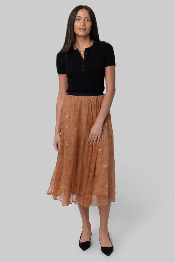 Forte Forte Chantilly Lace Skirt - Orange