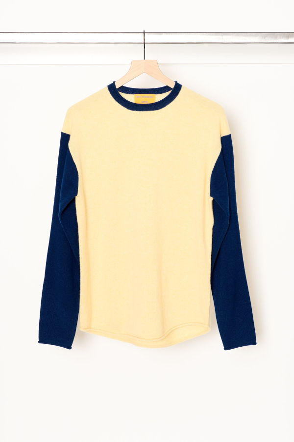 Guest in Residence Baseball Oversized Crew Sweater - Cream/Navy