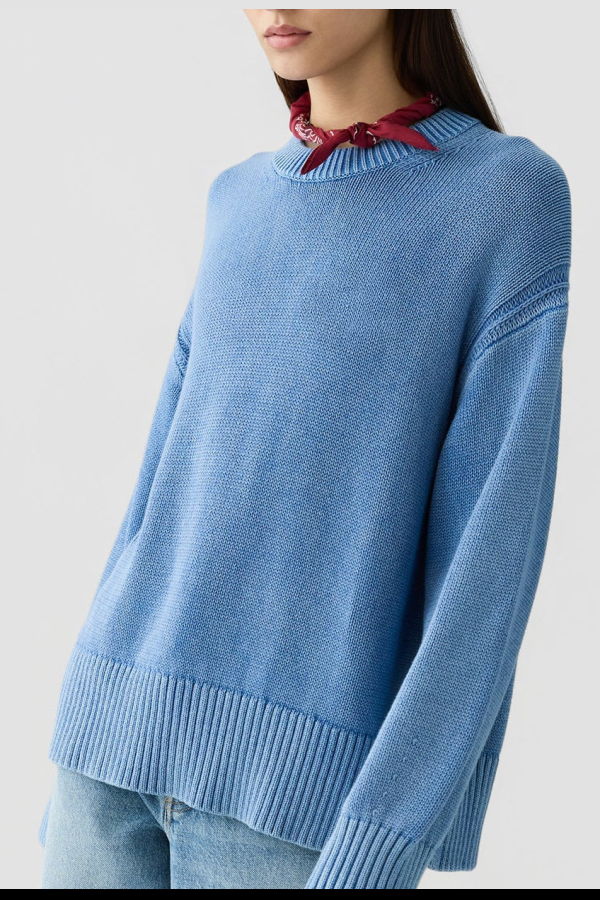 Guest in Residence Sunwashed Cozy Crew Sweater - Blue
