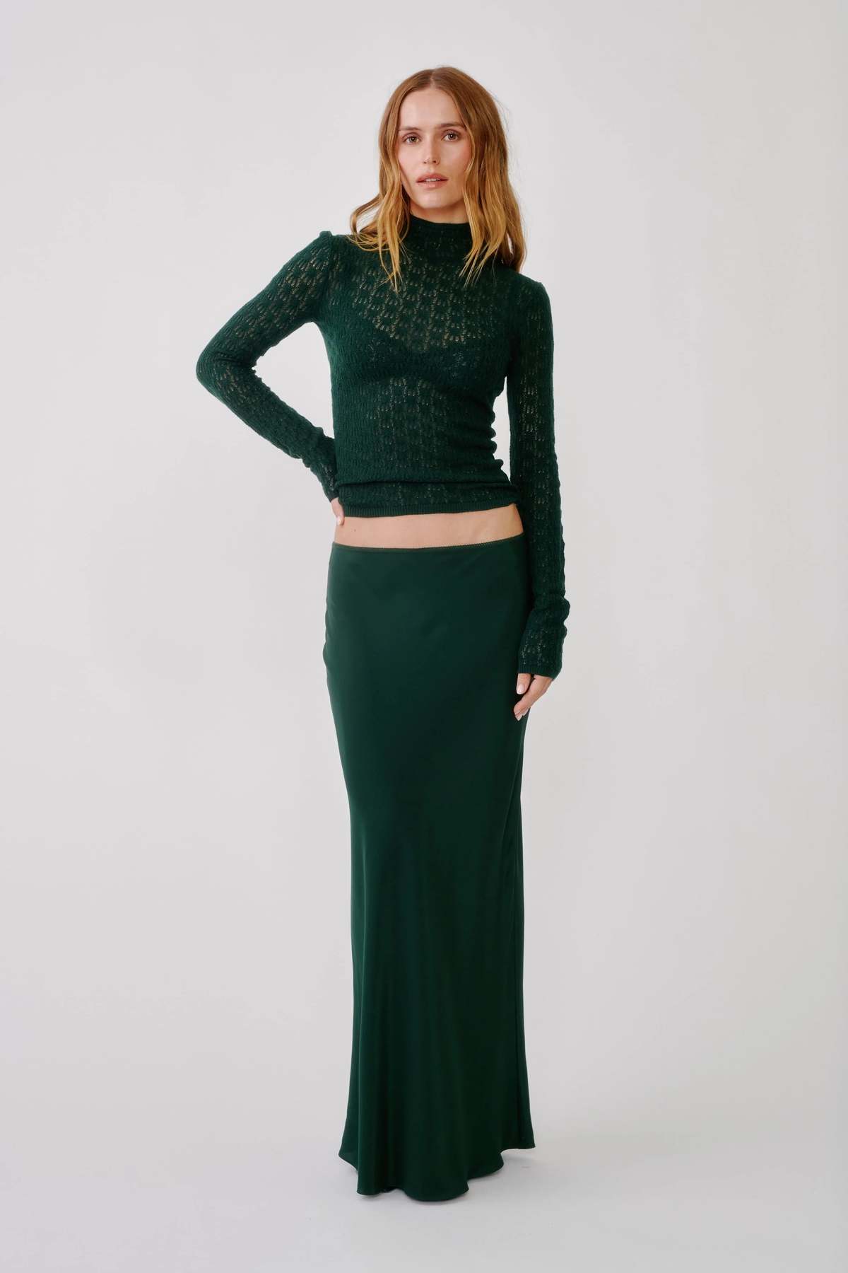 SABLYN Rhea Longsleeve Mockneck Sweater - Hunter Green - Image 2 of 4