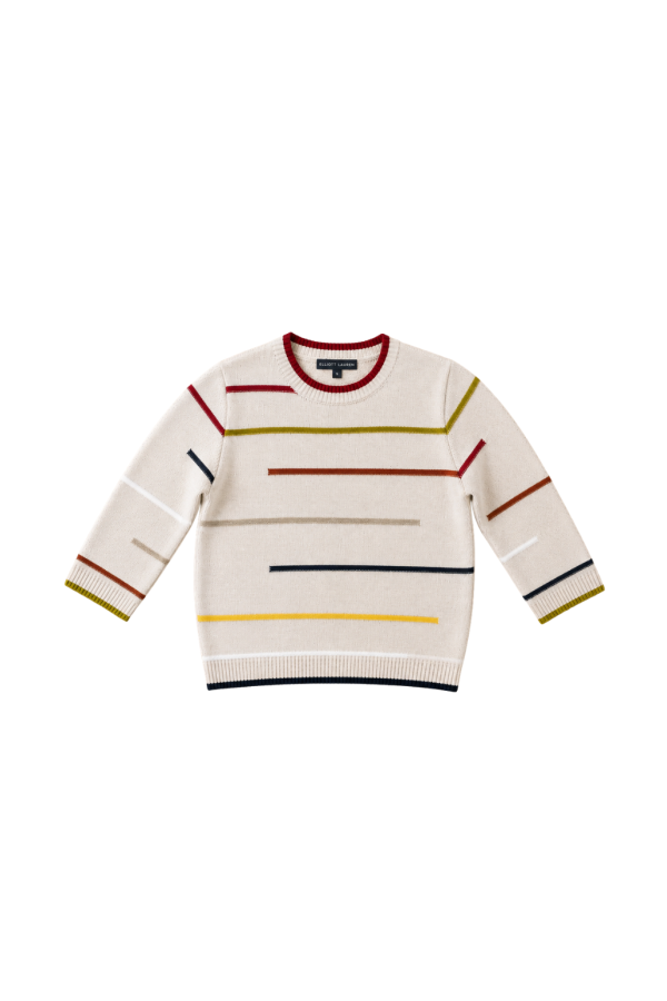 ELLIOTT LAUREN Multi Stripe 3/4 Sleeve Sweater