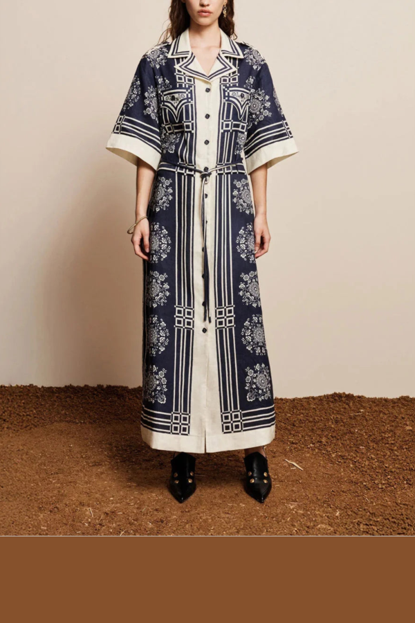 ALÉMAIS Banderra Linen Shirtdress - Blue