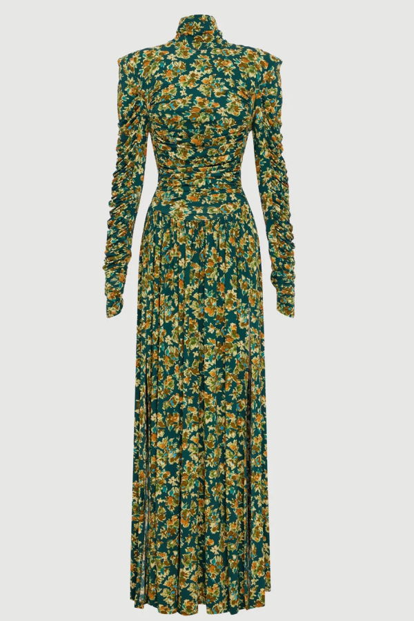 ALÉMAIS Clem Ruched Midi Dress - Green