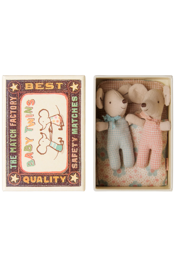 KIDS Maileg Twins, Baby Mice in Matchbox Dolls - Multicolour