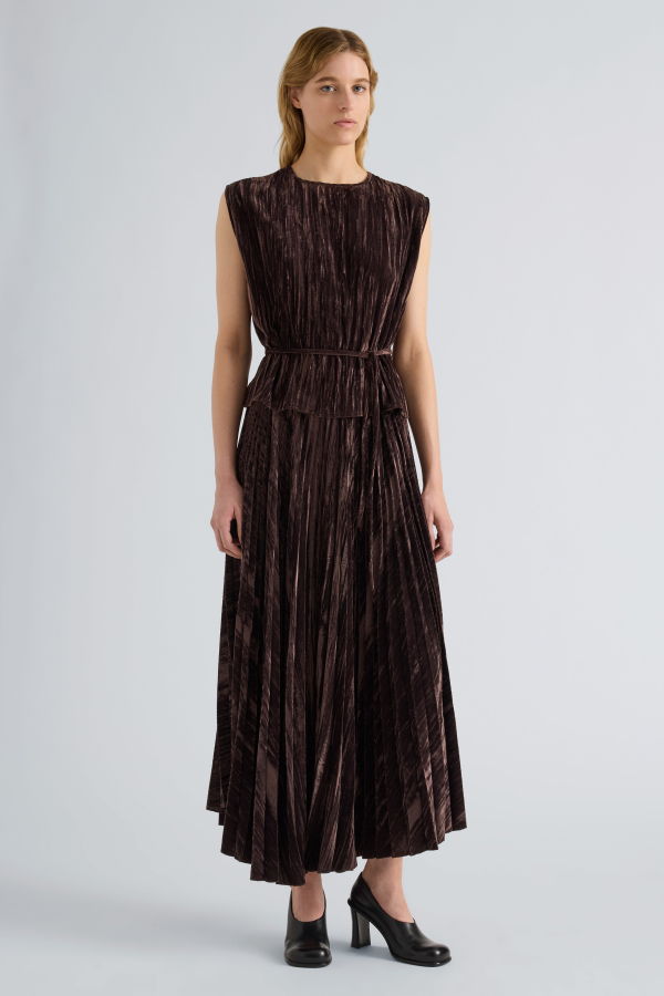 Proenza Schouler Daphne Skirt in Crushed Velvet - Coffee