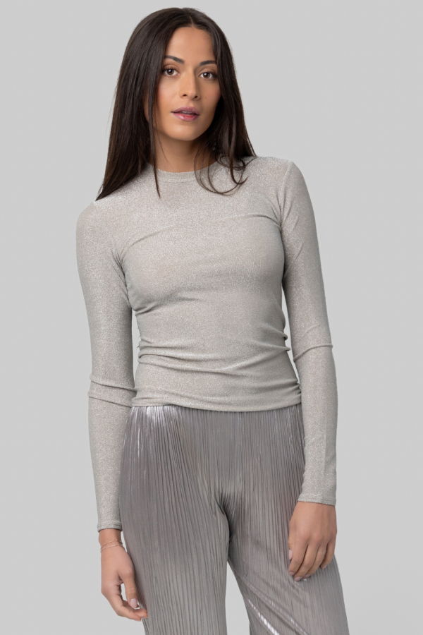 Forte Forte Lurex Jersey Crewneck T-Shirt - Moon