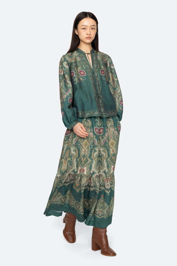 Sea NY Hyacinth Print Midi Skirt - Green
