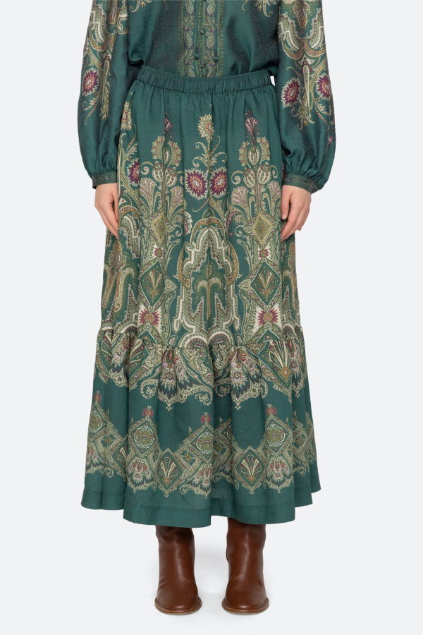 Sea NY Hyacinth Print Midi Skirt - Green